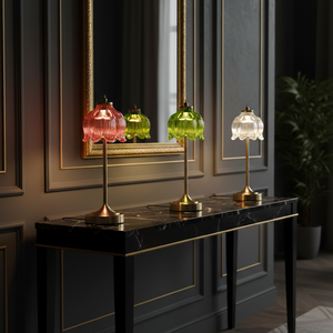 Lampe de <span class=keywords><strong>Table</strong></span> Décorative de Luxe Atmosphérique en Verre, Sans Fil, à Commande Tactile, Rechargeable et Portable, avec Base en Métal, Idéale pour Restaurant - Product Image 3