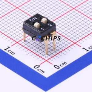 TL-02 DIP Switch Through hole Component (THT) Switch Flat Toggle, Raised Type 2 2.54mm Black - Product Image 1