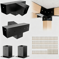 Kit de pergola avec supports à 4 voies et base de poteau pour cabane en bois extérieure, pour bois de 4x4 po (taille réelle 3,5x3,5 po), fabriqué en Chine