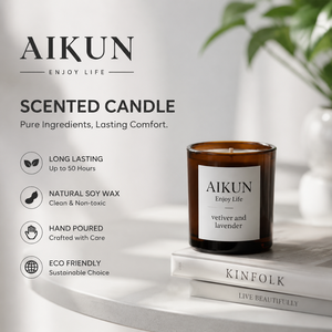 เทียนหอมกลิ่นหอมอโรมาในขวดแก้วดีไซน์เรียบหรูทันสมัยจาก AIKUN สำหรับใช้ในบ้านและสปา  รับผลิตตามสั่งขายส่ง - Product Image 2