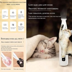 Rechargeable Cordless <b>Cat</b> Hair Trimmer Washable Pet <b>Shaver</b> for <b>Cats</b> and Small Dogs Stainless Steel & Plastic Grooming Tools - Product Image 3