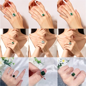 แหวนเงินแท้ <span class=keywords><strong>926</strong></span> LEPAI ขายดี แหวนแฟชั่น แหวนมรกตสีเขียวสำหรับผู้หญิง - Product Image 3