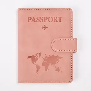 Custom World-map Anti Magnetic Passport Holder RFID Pu Leather Passport Cover Travel Passport Holder