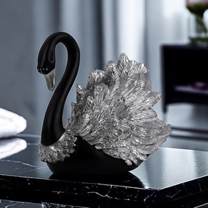 Cigni neri ornamento in resina <span class=keywords><strong>cigno</strong></span> figurine per interni amanti cigni neri soggiorno statuette animali decorazione forniture - Product Image 3