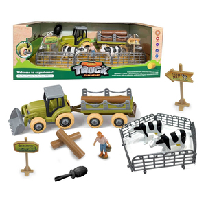 Kit de jeu éducatif en gros pour la construction de véhicules agricoles réalistes : camion, bulldozer, <span class=keywords><strong>tracteur</strong></span>, figurines d'animaux de la ferme à démonter - Product Image 1