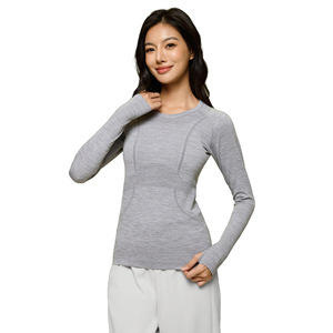 <span class=keywords><strong>Camiseta</strong></span> Deportiva de Yoga para Mujer, Estilo Nuevo, Cómoda y Transpirable, Manga Larga, Cuello Redondo, Tejido sin Costuras, 100% Nailon - Product Image 5