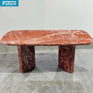 Top ovale 100% <span class=keywords><strong>Rosso</strong></span> Levanto <span class=keywords><strong>marmo</strong></span> <span class=keywords><strong>Rosso</strong></span> naturale per 8 posti <span class=keywords><strong>tavolo</strong></span> da pranzo con gambe moderne per Villa ville Hotel appartamento - Product Image 3
