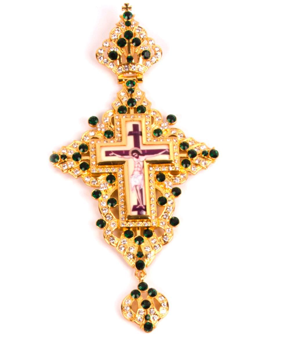 Collier de noël en or 24K OEM/ODM, avec boîte de luxe en alliage de diamant grec et pendentif croisé