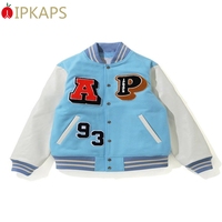 Veste bomber en laine tissée de style universitaire OEM, patch en chenille, hiver, veste de baseball pour homme, séchage rapide, respirante