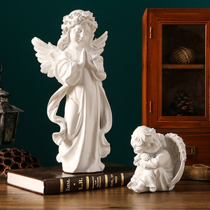 Adornos de Ángeles de Estilo Europeo Vintage, Estatua de Yeso de Resina, Pequeña Ángel Niña Blanca, Decoraciones de Escritorio para Bodas y Cumpleaños - Product Image 2