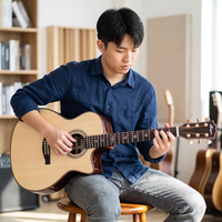 All Solid Acoustic Guitar 40 Inch GA Cutaway German Spruce Indian Rosewood Acoustic Guitar High End Guitar