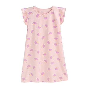 GOTS Cotton Kids Girls Sleepwear Dress Customized Printing Homewear Dress Short Sleeve Summer Sleepwear Dress - Product Image 6