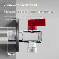 Robinet d'angle triangulaire à noyau sphérique haute capacité à débit maximal, modèle X001 en acier, raccord fileté pour eau de salle de bain/cuisine