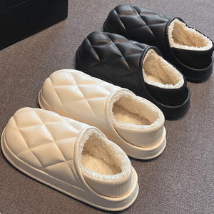 Chaussons d'hiver pour femmes JHT imperméables et respirants avec dessus en PU, semelle intermédiaire en EVA, <span class=keywords><strong>talon</strong></span> compensé, pour la maison, antidérapants, chauds, couleurs mélangées - Product Image 3