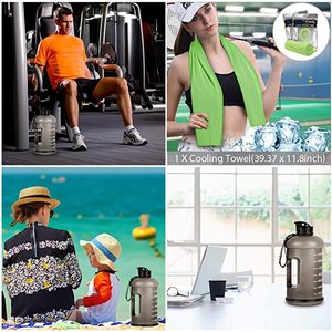 Bottiglia d'Acqua Grande da Mezzo Gallone, 3,7 <span class=keywords><strong>L</strong></span>, Borraccia Sportiva Antigoccia con Manico, Ampia Apertura <span class=keywords><strong>in</strong></span> Plastica PETG Senza BPA - Product Image 3