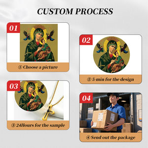 GIVELUCK 크로스 프로젝션 펜던트 종교 보석 이미지 "영원한 도움의 우리의 숙녀" 도매 맞춤형 패턴 - Product Image 5