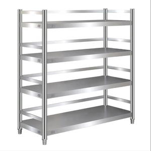 Étagère de rangement commerciale en acier inoxydable 304 argentée, sur pied, multi-niveaux, gain de place, type pot, avec clôture - Product Image 1