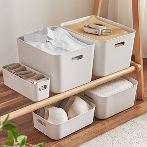 Plastic Storage <b>Bins</b> <b>Rectangle</b> Solid Color Covered Clothing Organizer Wardrobe Toy Snack Box Standing Type 6679 - Product Image 3