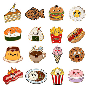 Pegatinas Metálicas Kawaii para Teléfonos con Diseños de Comida, Insignias Magnéticas Personalizadas de Hamburguesas y Postres, Lindos Pines de Solapa de Dibujos Animados, Regalos Directos de Fábrica, MOQ Bajo - Product Image 5