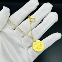 Collier à Disque Alphabet en Acier Inoxydable Style Hip Hop Vintage Chaîne à Maillons Tendance avec Fermoir OT Cadeau Personnalisé pour Hommes Femmes