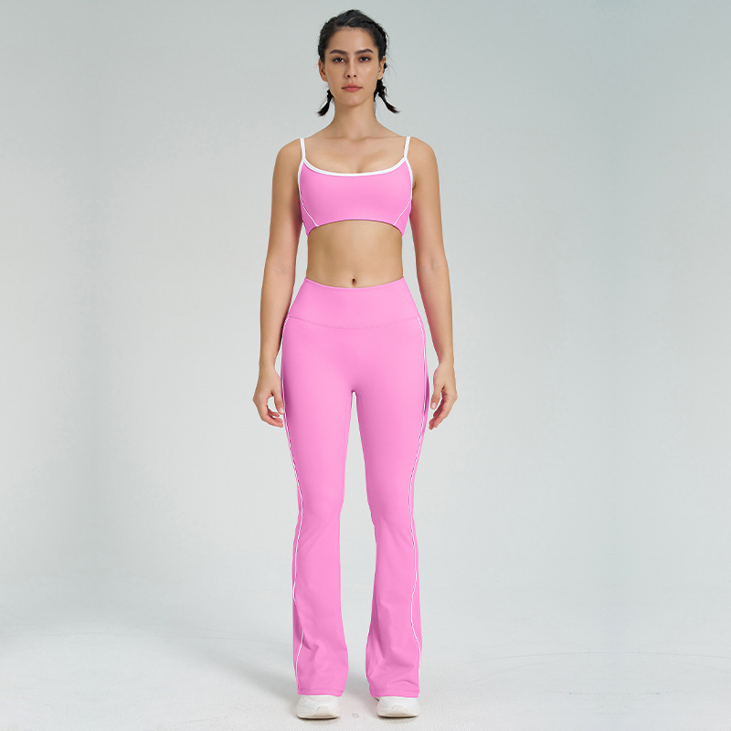Conjunto de sujetador y pantalón acampanado rosa bebé