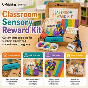 Kit de Recompensas Sensoriales Personalizado para el Aula de Acción de Gracias, Caja de Premios Escolares, Set de Regalo, Juguetes Fidget, Pegatinas, Bolsa, Cuaderno, Cordón Personalizado - Product Image 1