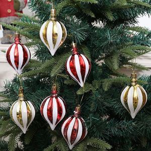 Décorations de Noël pour l'arrangement de la scène, ornements suspendus en forme de gourde peints électrolytiquement rouges et blancs - Product Image 2