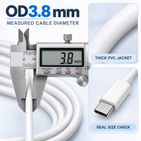 Câble de charge rapide USB-C vers USB-C en PVC OD3.8 jusqu'à 6A 60W, corps de câble épais, fournisseur en gros