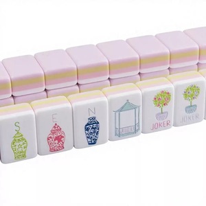 Mahjong americano de acrílico rosa claro, para 8/4 jugadores, de alta calidad, pulido a mano, para regalos relacionados con el camping - Product Image 5