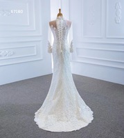 LUXURY Robe de mariée boule de sirène ivoire Crystal Pear Bead Lace Wedding Dress Detachable Train for Women Ball Gown