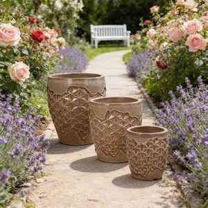 Ensemble de pots de fleurs en céramique résistants aux intempéries pour jardin vertical et décoration intérieure - Utilisation durable en extérieur/intérieur, design moderne - Product Image 5