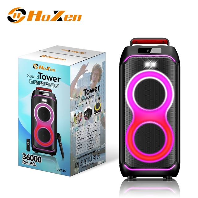 Dual 6.5 Inch Portable Party Speaker Blue Tooth Outdoor Speaker Karaoke Speaker with  LED Lights