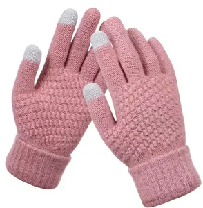 Neue gebürstete Strick handschuhe aus Kaschmir Lady Jacquard Touchscreen-Handschuhe Guantes Invierno Touch Warme Winter handschuhe