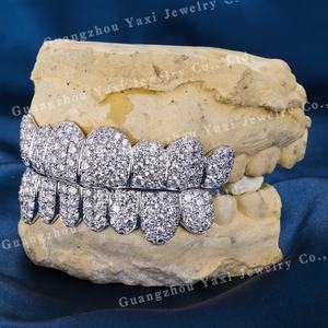 <span class=keywords><strong>Grillz</strong></span> dentaires personnalisés en argent S925, or 10k, 18k, 14k, unisexe, style Hip Hop, VVS, pour lune de miel, certifiés par un tiers - Product Image 2