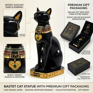 Statue de <span class=keywords><strong>chat</strong></span> artisanale de style européen, écologique, couleur personnalisée, en résine, peinte à la main, thème animal, statues d'atelier d'anime, pour la maison - Product Image 1