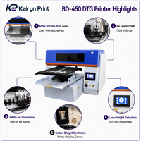 Imprimante DTG BD2-450 400*500mm (15.7*19.7in) avec 2 têtes I1600, encre CMYKW et blanche, qualité industrielle, entièrement automatique, impression directe sur vêtement