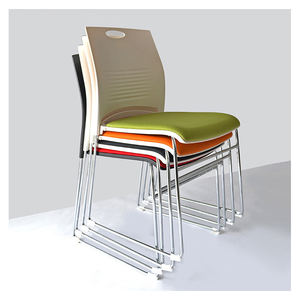 Wholesale Simple <b>Stackable</b> Metal Legs Multifunctional <b>Chairs</b> Plastic <b>Dining</b> <b>Chair</b> With Cushion Seat - Product Image 1