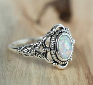 Natural <b>Opal</b> Oval <b>Ring</b> in 925 Sterling Silver | 8x6 MM Genuine <b>Opal</b> Gemstone <b>Ring</b> | Handmade Fine Jewelry | 2.90g - Product Image 4