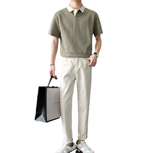 Polo à manches courtes pour homme Style fin Marque tendance Vêtements pour homme Sens haut de gamme Chemise personnalisable Col polo d'affaires - Product Image 3