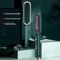 Peigne lisseur et boucleur électrique double fonction à ions négatifs, plaques céramiques, batterie, LED, garantie 1 an, usage domestique