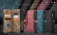 Étui en cuir PU CaseMe pour 14 Pro avec porte-cartes à fermeture éclair, design antichoc