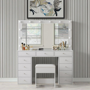 Best-selling Modern Minimalist <strong>Dressing</strong> <strong>Table</strong> with <strong>Mirror</strong> and <strong>Lighting</strong>, Wooden Bedroom Makeup Storage Desk - Product Image 6