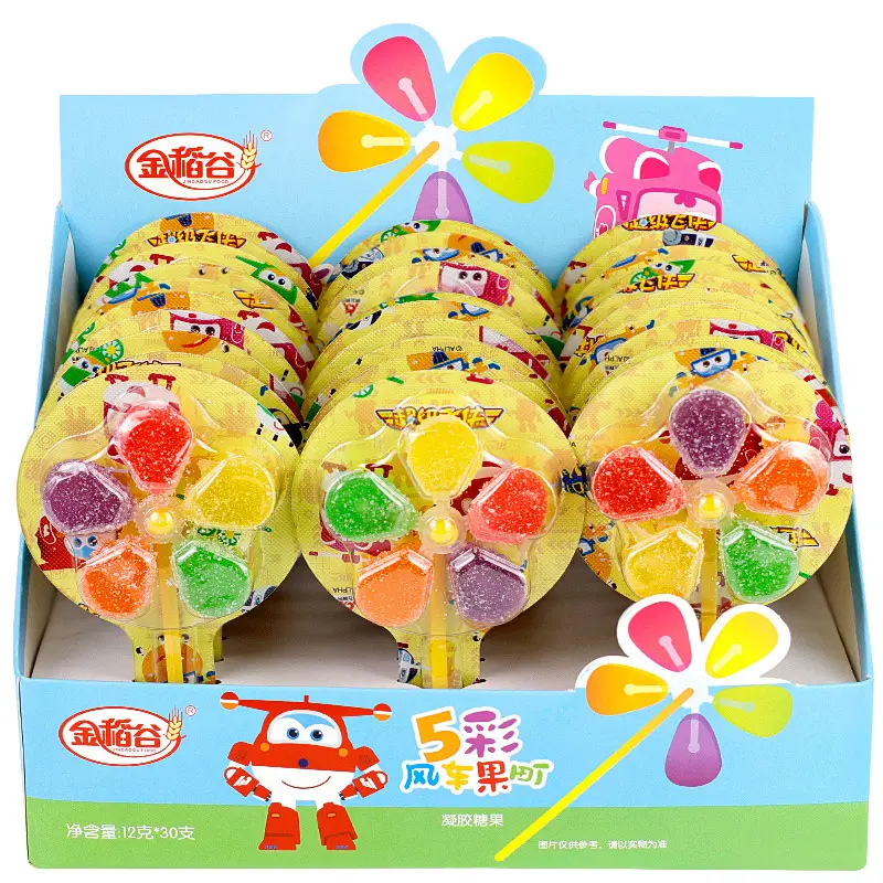 Mulino a vento gommoso 12g * 30 gocce di gelatina cinese lecca-lecca Snack per bambini gommoso