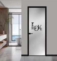 Porte coulissante en alliage d'aluminium gris foncé à ouverture plate, porte de salle de bain, porte intérieure de toilettes, porte coulissante personnalisée pour le commerce extérieur