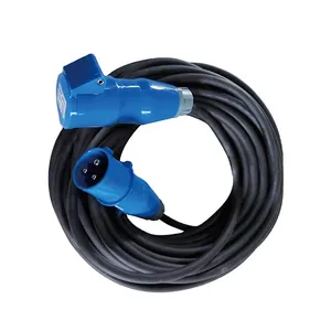 CEE type single phase extension cable with 16A/3pin male plugs and female connectors waterproof power cable