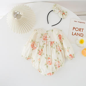 Keli Bear Baby Girl 100% in cotone primavera e autunno abbigliamento infantile grazioso pagliaccetto stampato a maniche lunghe - Product Image 3