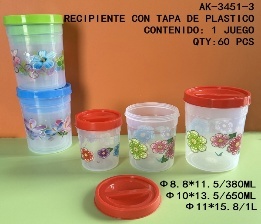 Contenants de stockage alimentaire en plastique avec couvercle à visser, impression de motifs floraux, 100 ml, 380 ml, 650 ml, 3 pièces, utilisation polyvalente en cuisine - Product Image 3
