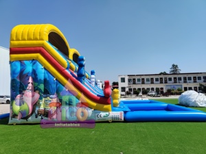 Tobogán Acuático Inflable Comercial con Diseño de Mundo Submarino, Doble Carril y Decoración de Amigos del Océano para Parques Acuáticos Infantiles de Verano - Product Image 4