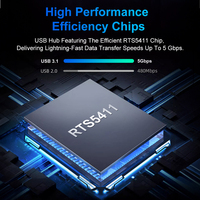 RSHTECH Hub 3.0 de 4/7 Puertos con Fuente de Alimentación de CC 5V/2A, Hubs Tipo C de 5 Gbps, Adaptador de Estación de Acoplamiento USB C 7 en 1 para Computadora Portátil