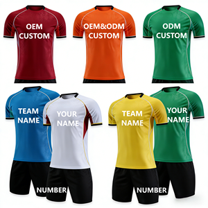 OEM 定制男式足球服套装 100% 涤纶 轻质透气速干 热转印圆领短袖 - Product Image 3